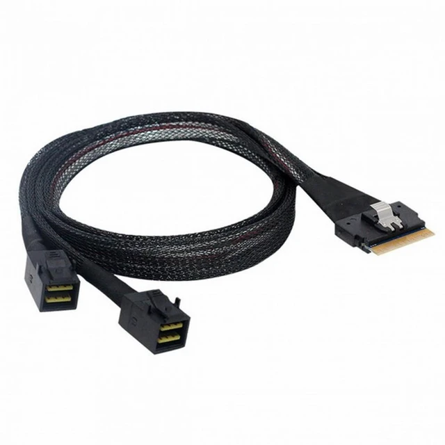 Main image of WRIARICH PCI-E Ultraport Slimline SAS Slim 4.0 SFF-8654 8i 74pin to Dual SFF-8643 4i Mini SAS HD Cable PCI-Express