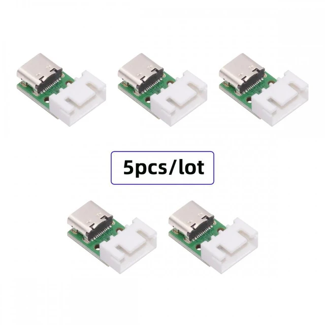 Alt view image 2 of 7 - WRIARICH 5pcs/set DIY OEM Type C Female Socket Connector to 4Pin Pitch=2.54mm Wafer Socket Horizontal USB2.0 Pinout DC 5V Power