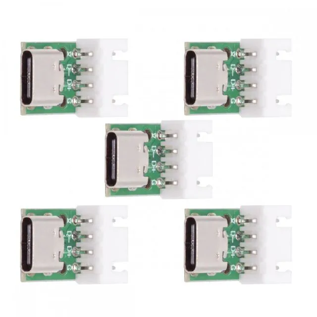 Main image of WRIARICH 5pcs/set DIY OEM Type C Female Socket Connector to 4Pin Pitch=2.54mm Wafer Socket Horizontal USB2.0 Pinout DC 5V Power