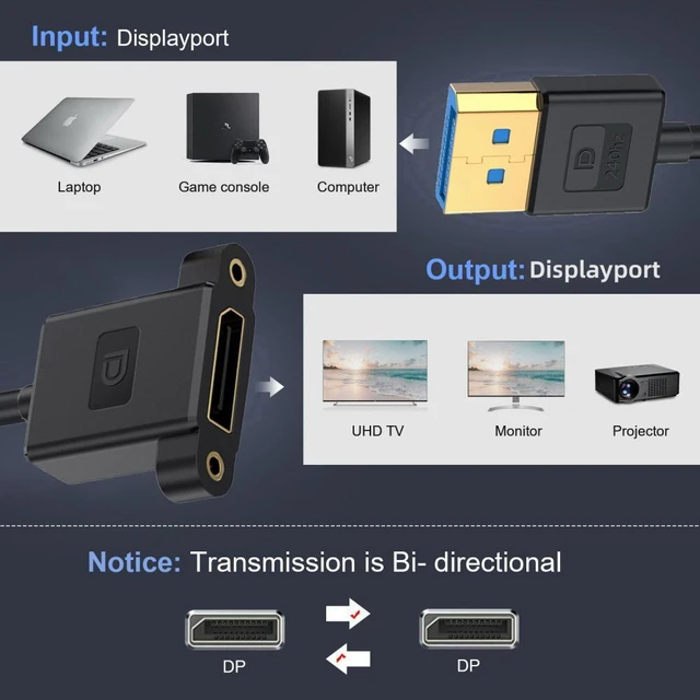 Alt view image 7 of 7 - WRIARICH Cable Ultrafine DisplayPort 1.4 DP Male to Female Extension Cable 8K 60hz 4K 144hz for Desktop Laptop Monitor Graphics Card 30cm