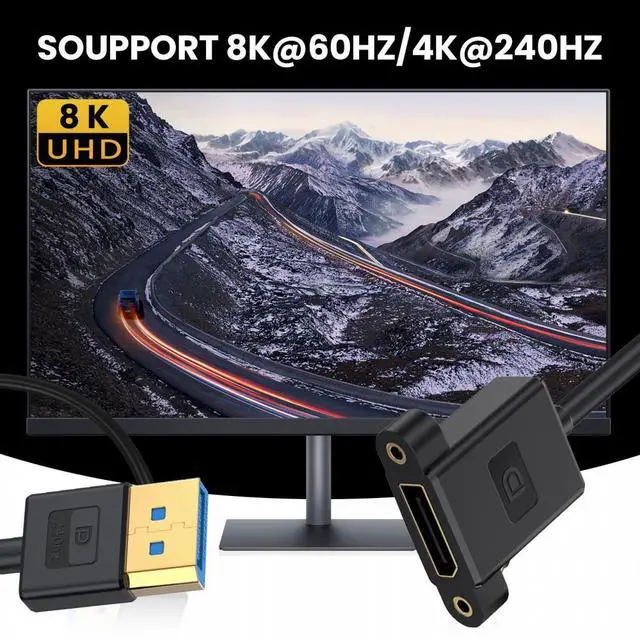 Alt view image 6 of 7 - WRIARICH Cable Ultrafine DisplayPort 1.4 DP Male to Female Extension Cable 8K 60hz 4K 144hz for Desktop Laptop Monitor Graphics Card 30cm