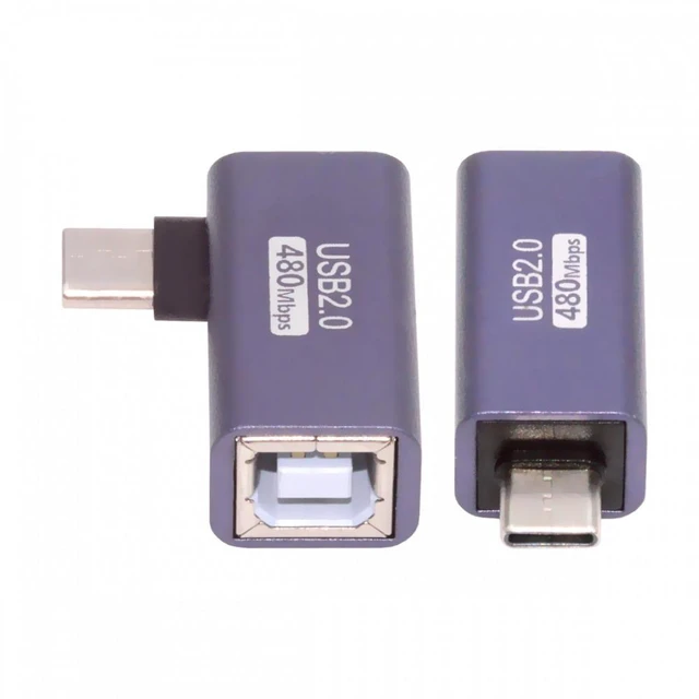 Alt view image 7 of 7 - WRIARICH 2pcs/lot USB 2.0 B Type Female to Type-C Male Angled & Straight Extension Adapter for Printer Phone Disk
