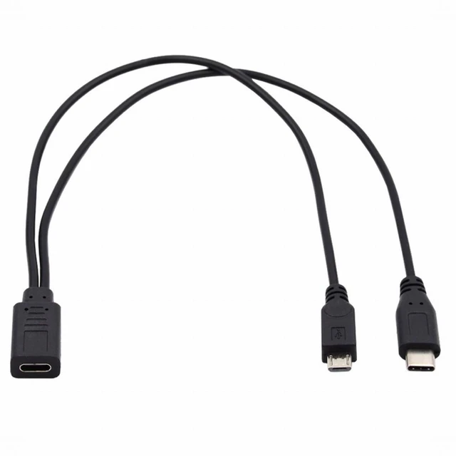 Alt view image 2 of 7 - WRIARICH Type-C USB-C Female to Type-C USB-C USB 3.1 & Micro USB Male Splitter Extension Charge Cable