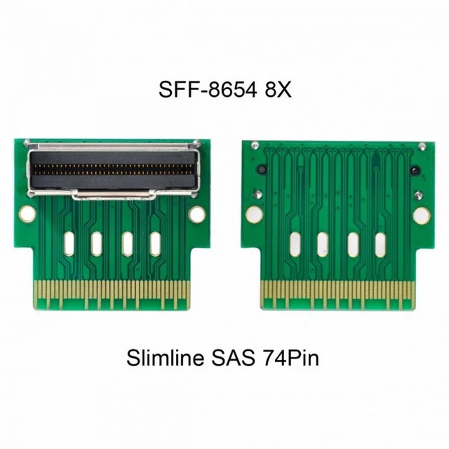 Alt view image 6 of 7 - WRIARICH PCI-E Slimline SAS 4.0 SFF-8654 8i 74pin to SFF-8654 74pin Male to Female Extender Adapter Angled Test Tools