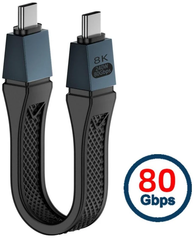 Main image of WRIARICH Cable USB5.0 80Gbps Flat Slim FPC Cable 13cm with 240W and 16K@30hz 8K@60Hz 5K@60Hz Compatible with USB4.0 Thunderbolt3/4/5