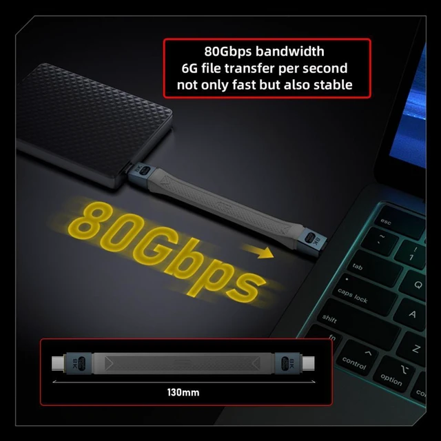Alt view image 7 of 7 - WRIARICH Cable USB5.0 80Gbps Flat Slim FPC Cable 13cm with 240W and 16K@30hz 8K@60Hz 5K@60Hz Compatible with USB4.0 Thunderbolt3/4/5