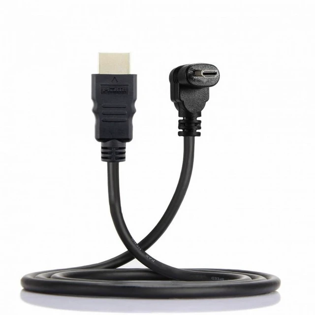 Alt view image 2 of 7 - WRIARICH Down Angled 90 Degree Micro HDMI to HDMI Male HDTV Cable 4K Type-D for Cell Phone Tablet Camera 0.5m