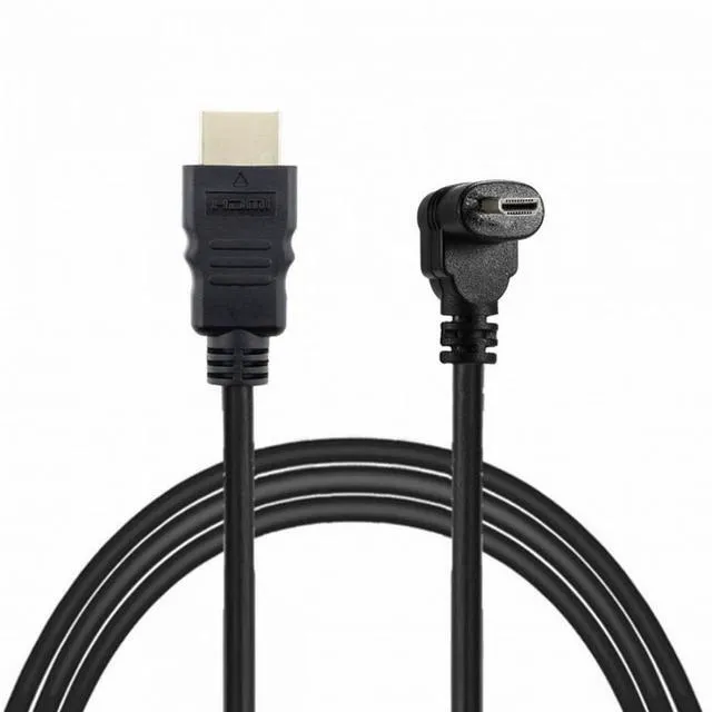 Alt view image 3 of 7 - WRIARICH Down Angled 90 Degree Micro HDMI to HDMI Male HDTV Cable 4K Type-D for Cell Phone Tablet Camera 0.5m