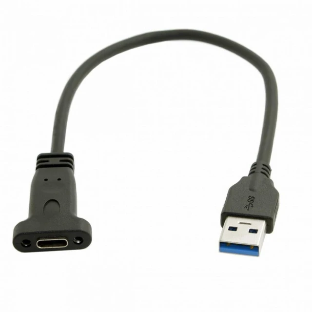 Alt view image 5 of 7 - WRIARICH USB-C USB 3.1 Type-C Female to USB 3.0 A Male Data 5Gbps Cable (20cm) with Panel Mount Screw Hole