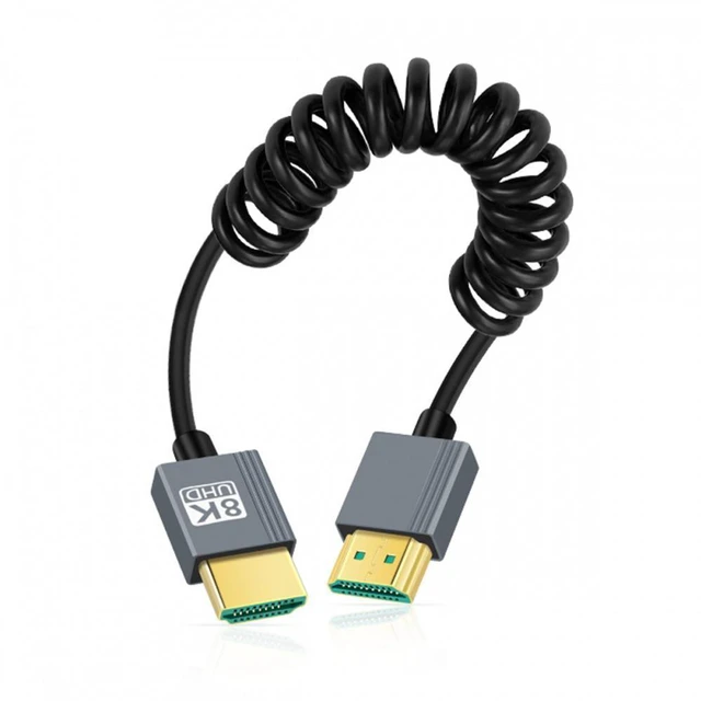 Main image of WRIARICH HDMI 2.1 Male to HDMI Male 8K 60hz Stretch Coiled Cable 100cm for HDTV Computer Laptop Monitor