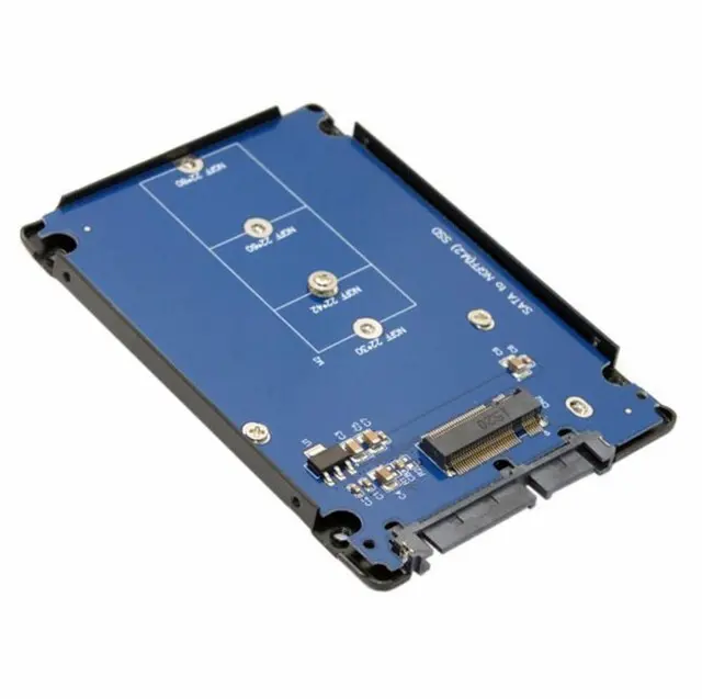 Alt view image 2 of 7 - WRIARICH B+M Key Socket 2 M.2 NGFF (SATA) SSD to 2.5 SATA Adapter Card Adapter with Black Metal Case
