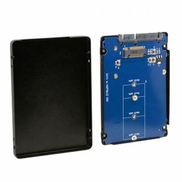 Main image of WRIARICH B+M Key Socket 2 M.2 NGFF (SATA) SSD to 2.5 SATA Adapter Card Adapter with Black Metal Case