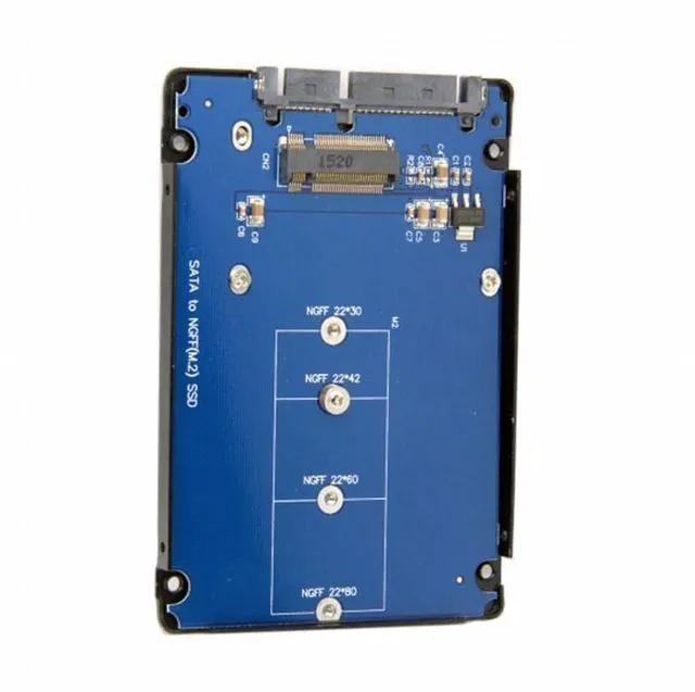 Alt view image 3 of 7 - WRIARICH B+M Key Socket 2 M.2 NGFF (SATA) SSD to 2.5 SATA Adapter Card Adapter with Black Metal Case