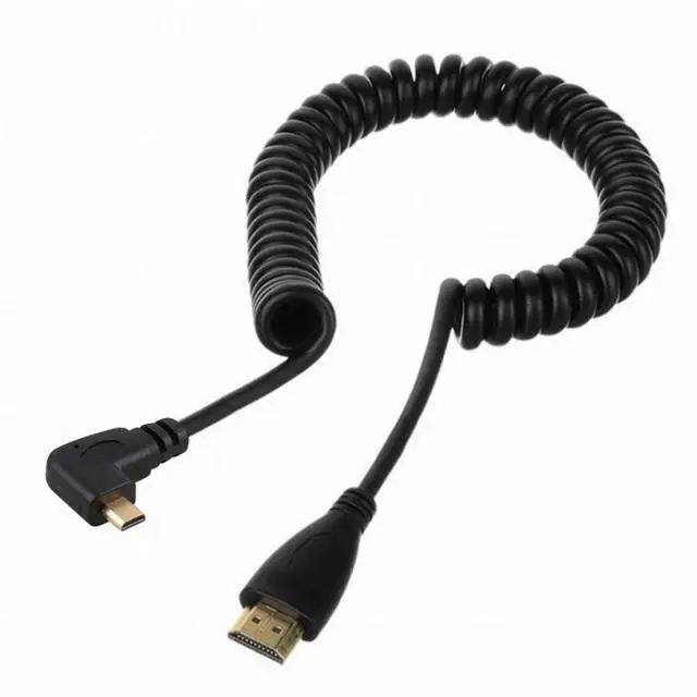 Alt view image 2 of 7 - WRIARICH Stretch Right Angled 90 Degree Micro HDMI to HDMI Male HDTV Cable for Cell Phone Tablet Camera