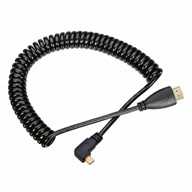 Alt view image 3 of 7 - WRIARICH Stretch Right Angled 90 Degree Micro HDMI to HDMI Male HDTV Cable for Cell Phone Tablet Camera