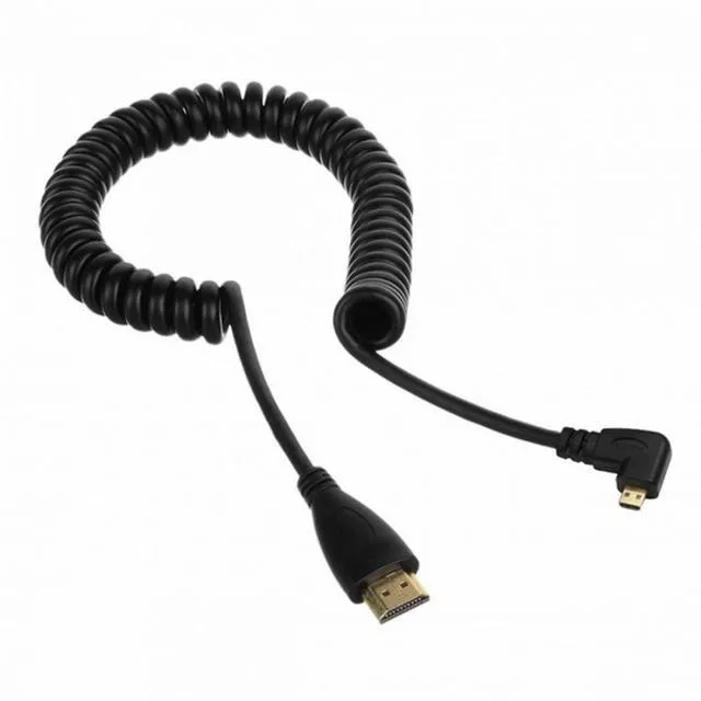 Alt view image 4 of 7 - WRIARICH Stretch Right Angled 90 Degree Micro HDMI to HDMI Male HDTV Cable for Cell Phone Tablet Camera