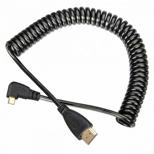 Alt view image 7 of 7 - WRIARICH Stretch Right Angled 90 Degree Micro HDMI to HDMI Male HDTV Cable for Cell Phone Tablet Camera