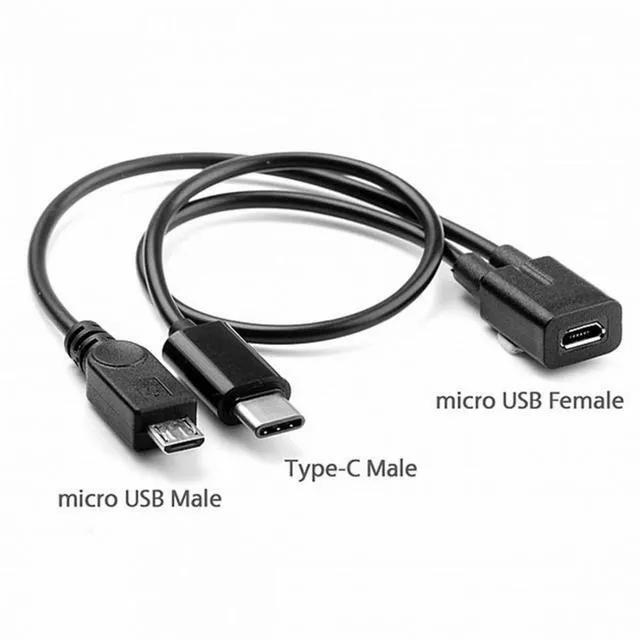 Alt view image 2 of 6 - WRIARICH Micro USB Female to Type-C USB-C USB 3.1 Micro USB Male Splitter Extension Charge Cable
