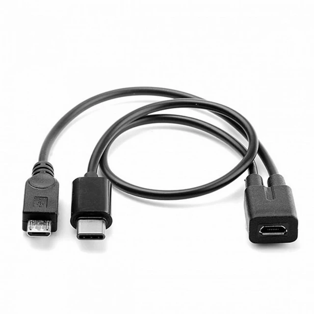 Alt view image 4 of 6 - WRIARICH Micro USB Female to Type-C USB-C USB 3.1 Micro USB Male Splitter Extension Charge Cable