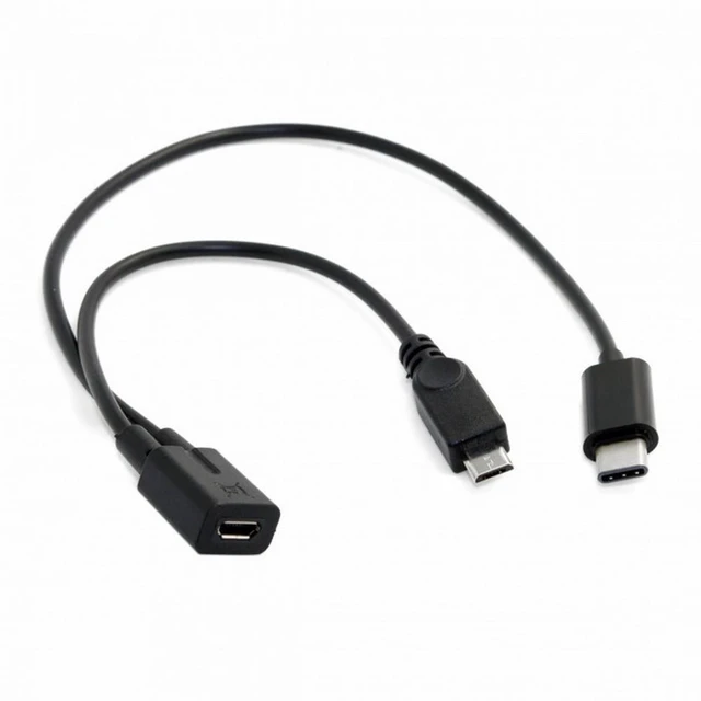 Alt view image 5 of 6 - WRIARICH Micro USB Female to Type-C USB-C USB 3.1 Micro USB Male Splitter Extension Charge Cable