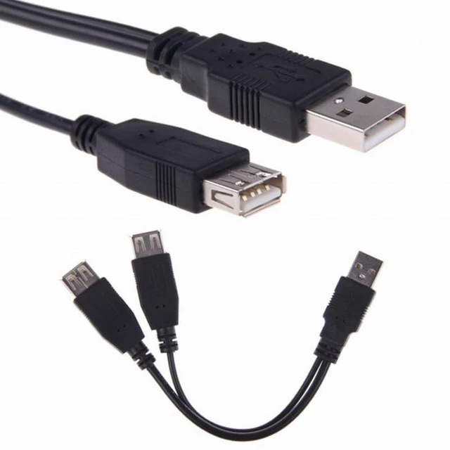 Alt view image 2 of 7 - WRIARICH USB 2.0 A Male to Dual Data USB 2.0 A Female + Power Cable USB 2.0 A Female Extension Cable (20cm)