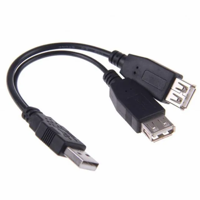 Main image of WRIARICH USB 2.0 A Male to Dual Data USB 2.0 A Female + Power Cable USB 2.0 A Female Extension Cable (20cm)