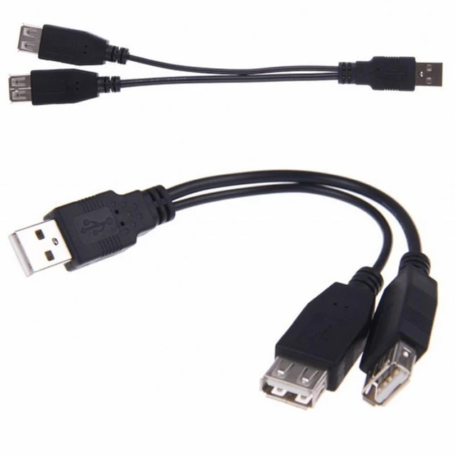 Alt view image 3 of 7 - WRIARICH USB 2.0 A Male to Dual Data USB 2.0 A Female + Power Cable USB 2.0 A Female Extension Cable (20cm)
