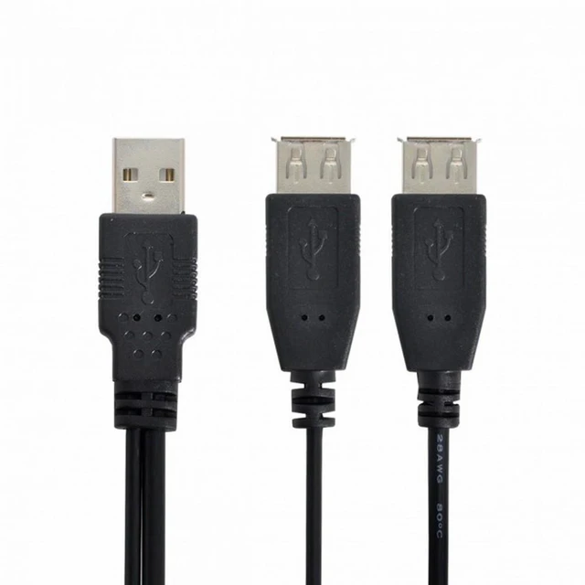 Alt view image 6 of 7 - WRIARICH USB 2.0 A Male to Dual Data USB 2.0 A Female + Power Cable USB 2.0 A Female Extension Cable (20cm)
