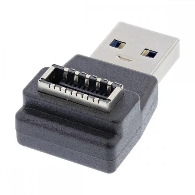 Alt view image 2 of 7 - WRIARICH Type-A USB3.0 Male to Type-E USB 3.1 Front Panel Header Female Motherboard Extension Data Adapter 90 Degree Angled