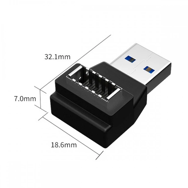 Alt view image 5 of 7 - WRIARICH Type-A USB3.0 Male to Type-E USB 3.1 Front Panel Header Female Motherboard Extension Data Adapter 90 Degree Angled