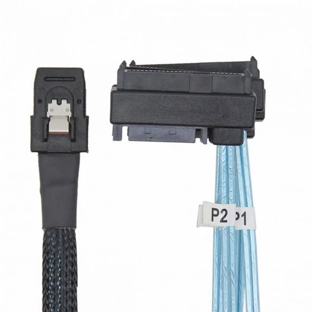 Alt view image 2 of 7 - WRIARICH Internal 36 Pin Mini SAS SFF-8087 Host to 4 SFF-8482 Target SAS Hard Disk and SATA Power Cable 50cm