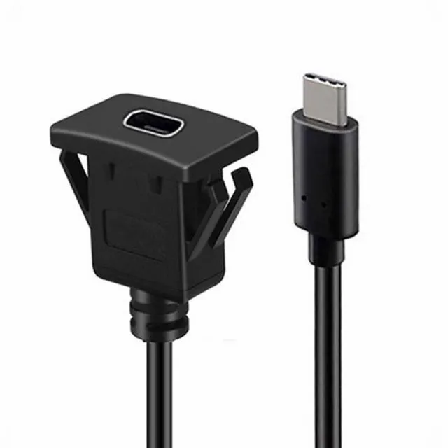 Main image of WRIARICH Waterproof Dustproof Type-C USB-C USB 3.1 10Gbps Extension Flush Car Latch Mount Extension Cable for Dashboard Panel