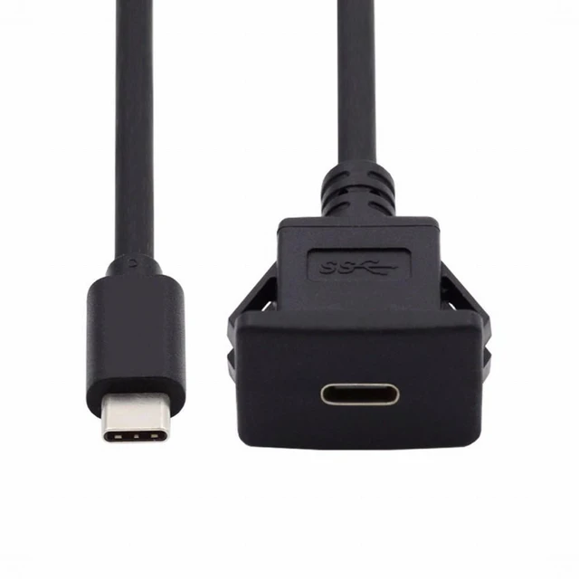 Alt view image 2 of 7 - WRIARICH Waterproof Dustproof Type-C USB-C USB 3.1 10Gbps Extension Flush Car Latch Mount Extension Cable for Dashboard Panel