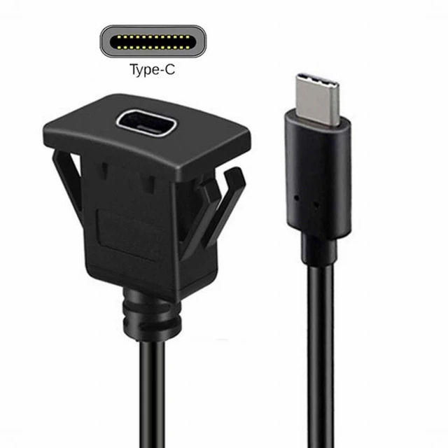 Alt view image 4 of 7 - WRIARICH Waterproof Dustproof Type-C USB-C USB 3.1 10Gbps Extension Flush Car Latch Mount Extension Cable for Dashboard Panel