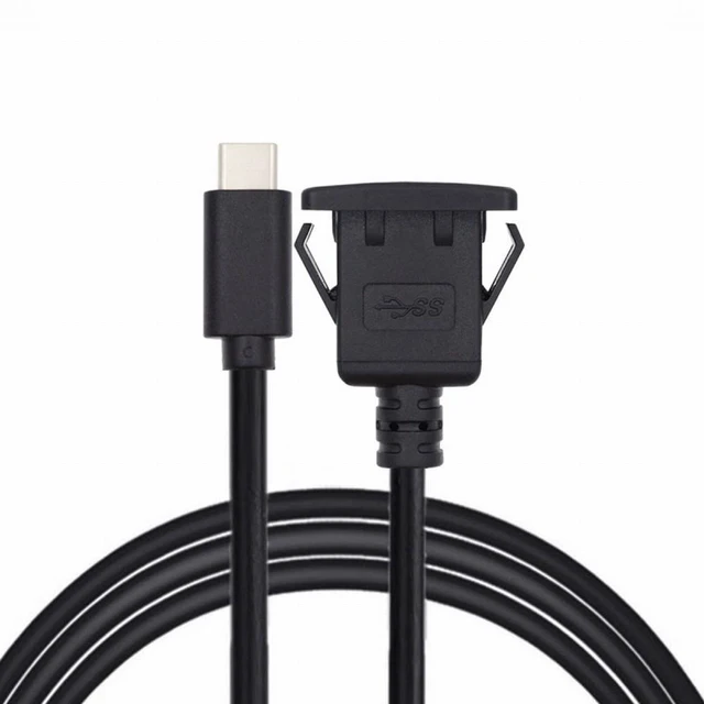 Alt view image 3 of 7 - WRIARICH Waterproof Dustproof Type-C USB-C USB 3.1 10Gbps Extension Flush Car Latch Mount Extension Cable for Dashboard Panel