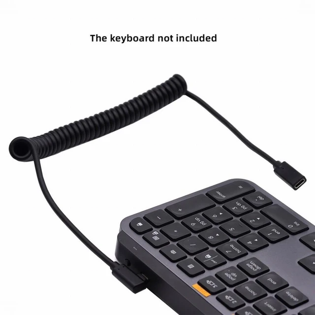 Alt view image 3 of 7 - WRIARICH USB-C Stretch Coiled Keyboard Mouse Cable for Gaming Keyboard Type-C Male to Female Extension Cable Power & Data