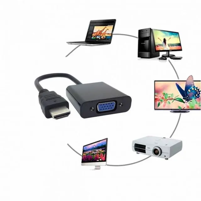 Alt view image 6 of 7 - WRIARICH hdmi input to VGA female output projectors monitors adapter PC Laptop Black