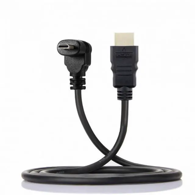 Alt view image 7 of 7 - WRIARICH Up Angled 90 Degree Micro HDMI to HDMI Male HDTV Cable 4K Type-D for Cell Phone Tablet Camera 0.5m