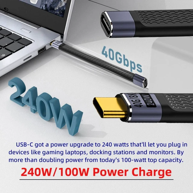 Alt view image 4 of 7 - WRIARICH USB4 Extension Cable 13cm Slim Flat Male to Female 40Gbps with 240W Power and 8K@60Hz Video