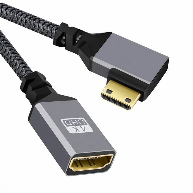 Main image of WRIARICH 4K Type-C MINI HDMI 1.4 Male 90 Degree Right Angled to HDMI Female Extension Cable for DV MP4 Camera DC Laptop