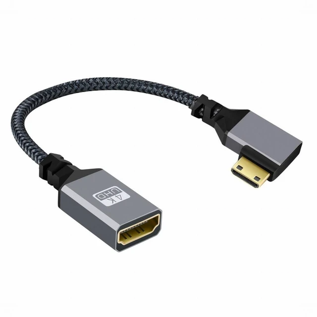 Alt view image 2 of 7 - WRIARICH 4K Type-C MINI HDMI 1.4 Male 90 Degree Right Angled to HDMI Female Extension Cable for DV MP4 Camera DC Laptop