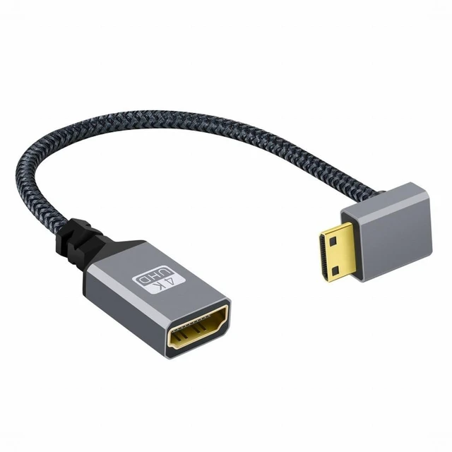 Alt view image 2 of 7 - WRIARICH 4K Type-C MINI HDMI 1.4 Male 90 Degree Down Angled to HDMI Female Extension Cable for DV MP4 Camera DC Laptop