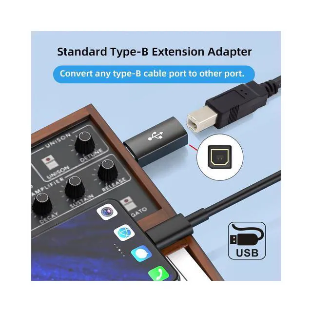 Alt view image 4 of 6 - WRIARICH 2pcs/lot USB 2.0 B Type Female to Type-A & Type-B Male Extension Adapter for Printer Scanner Disk