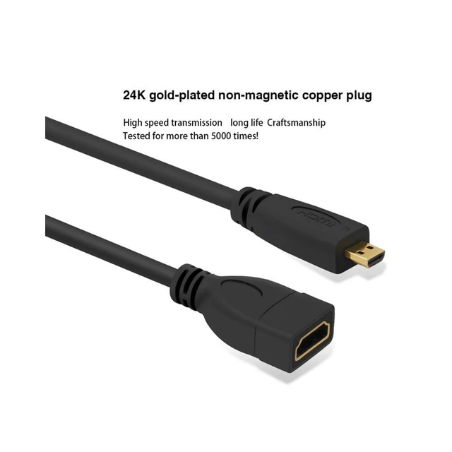 Alt view image 4 of 6 - WRIARICH Micro HDMI Male to HDMI Female Adapter Short Cable 4K 60hz UHD Cord 10cm for Camera Laptop HDTV Monitor