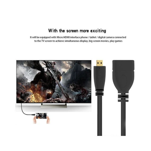 Alt view image 5 of 6 - WRIARICH Micro HDMI Male to HDMI Female Adapter Short Cable 4K 60hz UHD Cord 10cm for Camera Laptop HDTV Monitor