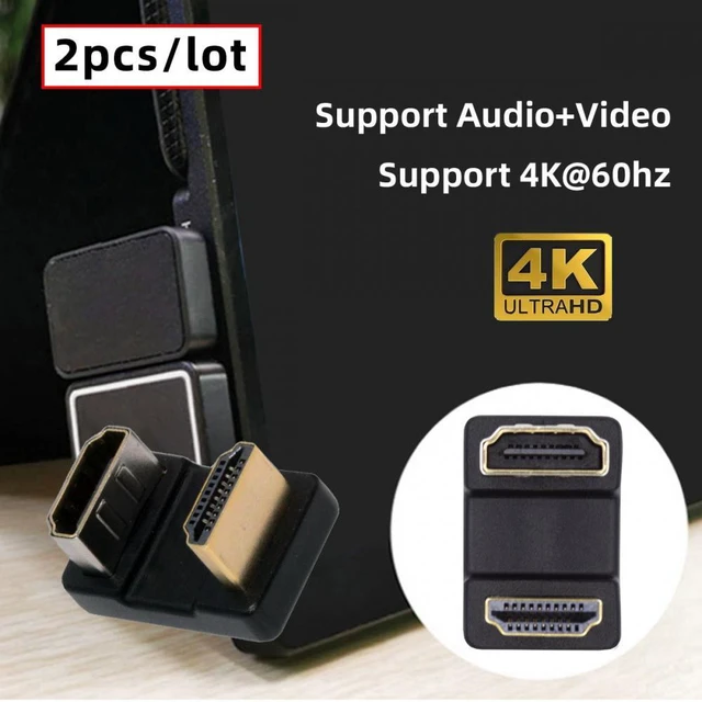 Alt view image 5 of 7 - WRIARICH Cable 2pcs/lot Up & Down HDMI 1.4 Male Type-A to HDMI Female Port Saver 360 Degree Opposite U Shape Back Angled Extension Adapter