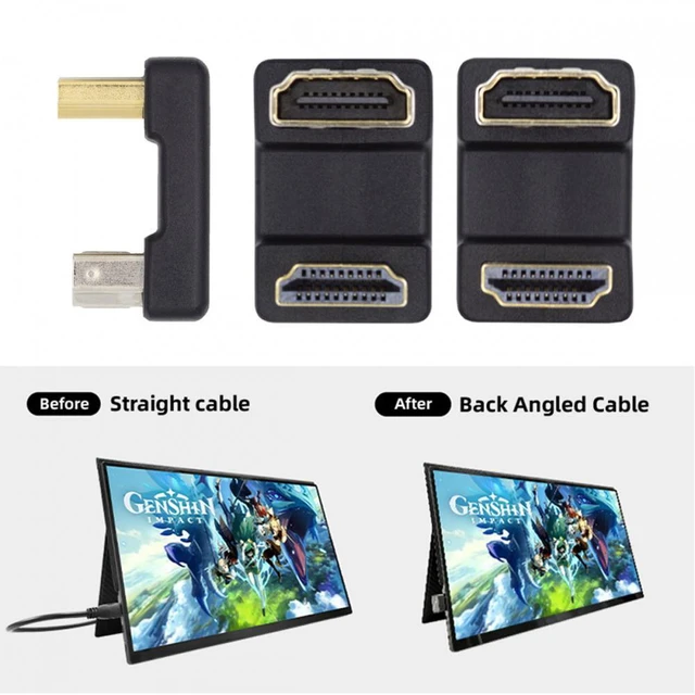 Alt view image 7 of 7 - WRIARICH Cable 2pcs/lot Up & Down HDMI 1.4 Male Type-A to HDMI Female Port Saver 360 Degree Opposite U Shape Back Angled Extension Adapter