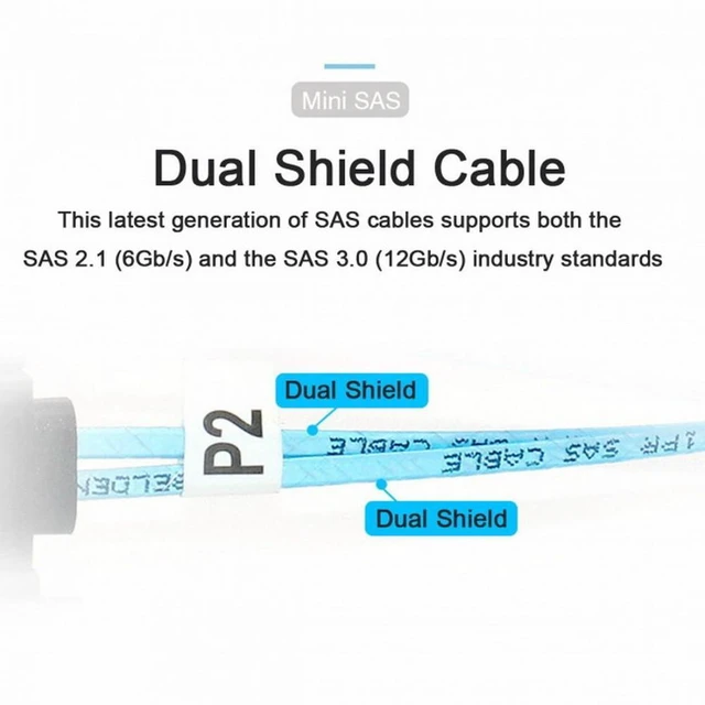 Alt view image 6 of 7 - WRIARICH Internal Mini SAS HD SFF-8643 to Mini SAS High Density HD SFF-8643 Data Server Disk Raid Cable 50cm
