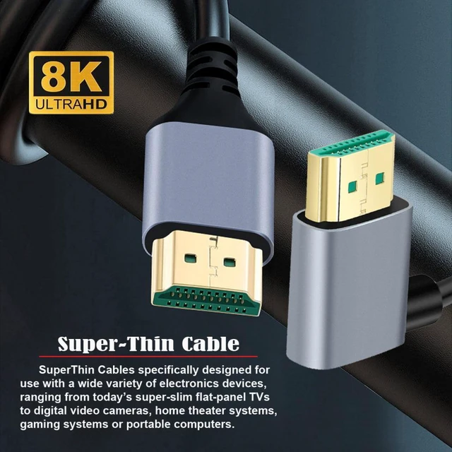 Alt view image 2 of 7 - WRIARICH HDMI 2.1 Ultra Thin HDTV Cable 8K 4K Hyper Super Flexible Slim Cord Left Angled 90 Degree Type-A Male to Male for Computer HDTV (0.5M)