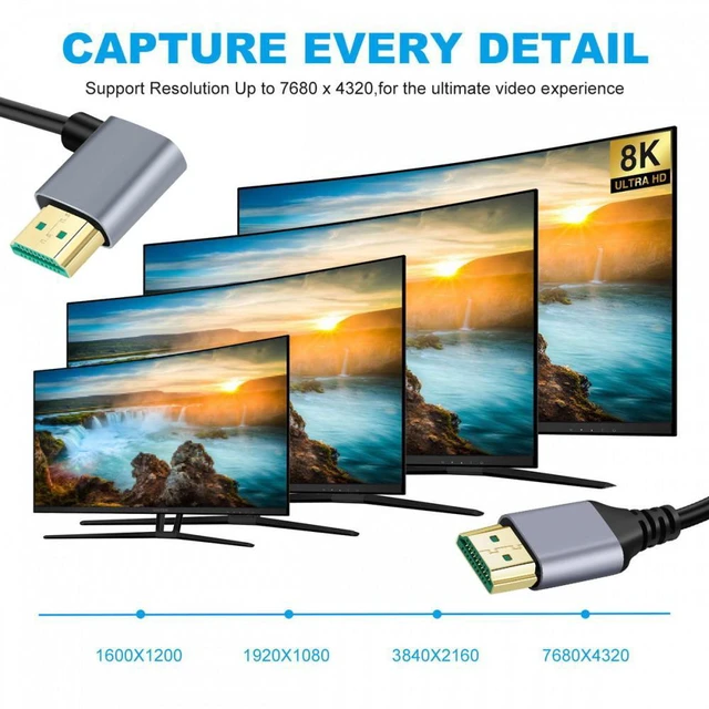 Alt view image 4 of 7 - WRIARICH HDMI 2.1 Ultra Thin HDTV Cable 8K 4K Hyper Super Flexible Slim Cord Left Angled 90 Degree Type-A Male to Male for Computer HDTV (0.5M)
